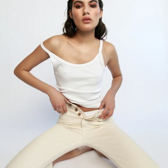 NEW Adriano Goldschmied Daily Blue Hype High Waisted Ankle Length Jean in Bone - Picture 14 of 15
